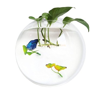 Custom wall hanging clear acrylic small betta fish bowl FTK-050
