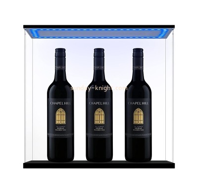 Custom acrylic red wine bottle display case with LED light WDK-244