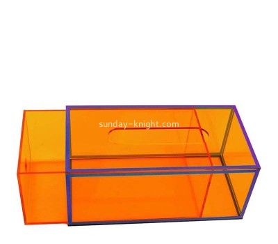Custom translucent orange acrylic tissue box DBK-1438