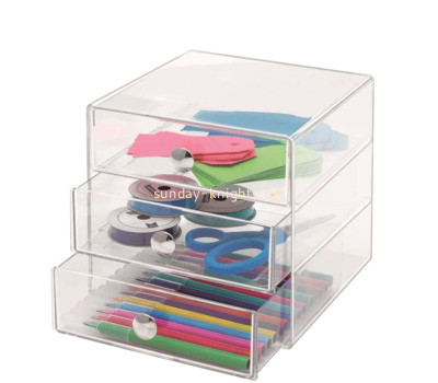 Wholesale custom acrylic 3 tiers stationery drawer box AHK-108