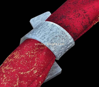 Custom fabric silver acrylic etiquette cloth napkin holder ODK-1226