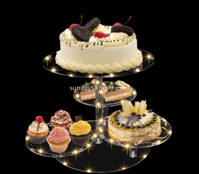 Custom acrylic 4 tiers round cake stand with LED LDK-169