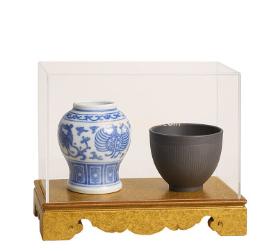 Custom acrylic model display box with fabric gold base DBK-1484