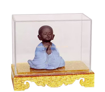 Custom acrylic ornaments display box with gold base DBK-1483