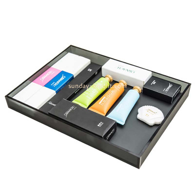 Custom acrylic hotel guest essentials organizer tray STK-354