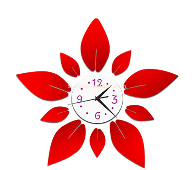 Custom acrylic wall clock 3D floral mirror stickers MAK-167