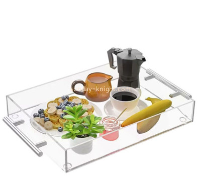 Custom acrylic restaurant serving tray with metal handles STK-361