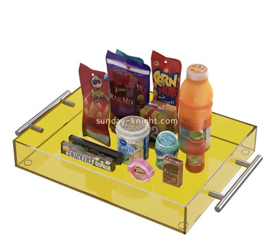 Custom acrylic serving tray with metal handles HCK-275