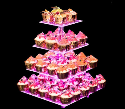 Custom acrylic 4-tiers LED wedding cupcake stand LDK-186