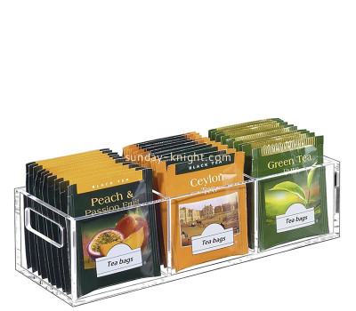 Custom acrylic countertop tea bag 3 compartments display holders FSK-294