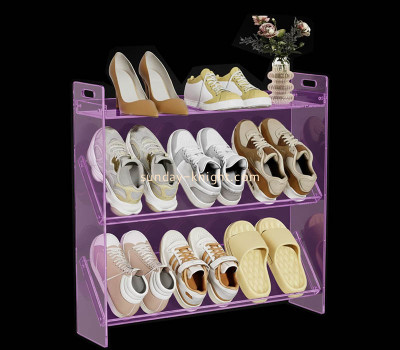 Custom acrylic 3 tiers home shoe organizer shelf SSK-103