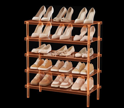Custom acrylic 5 tiers home shoe organizer shelf SSK-104
