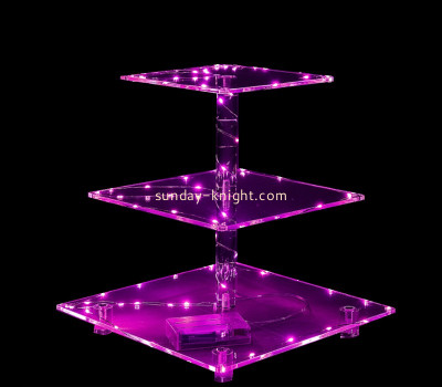 Custom acrylic 3 tiers LED cupcake tower stand LDK-194
