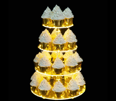 Custom acrylic 4 tiers LED cupcake round tower stand LDK-198