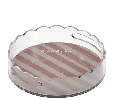 Custom acrylic scalloped round  decor tray STK-382