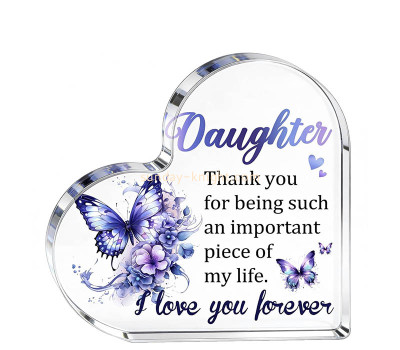 Custom acrylic heart daughter gift block ABK-318