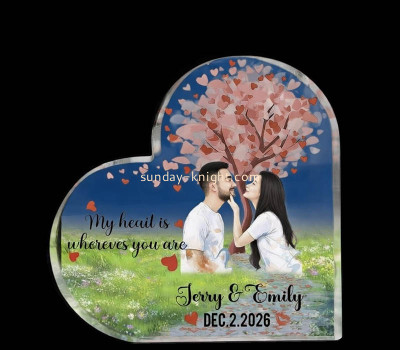 Custom plexiglass heart shaped plaque picture frame APK-148