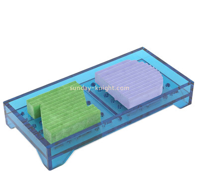 Custom acrylic bathroom slotted soap holder tray HCK-289