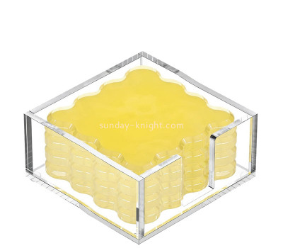 Custom acrylic scalloped coaster set with square holder AHK-144