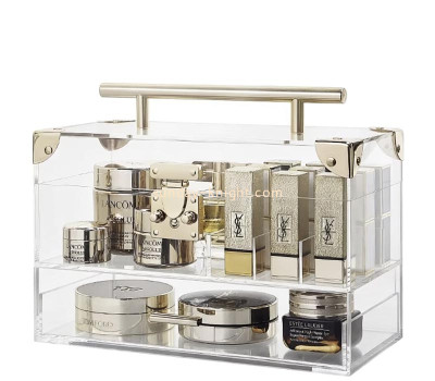 Custom acrylic cosmetic storage box with metal handle DBK-1519
