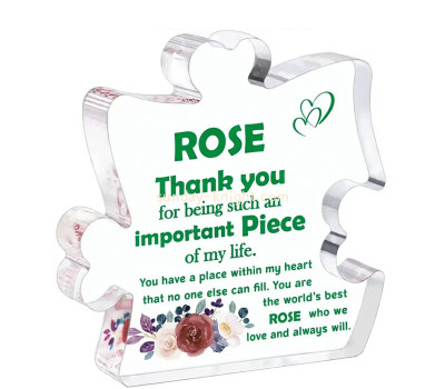 Custom acrylic puzzle shaped thank you gift block ABK-322