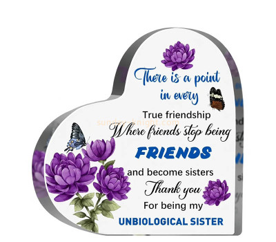 Custom acrylic heart shaped appreciation gift block ABK-323