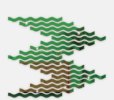 Custom acrylic wall DIY wave shape mirror stickers MAK-195