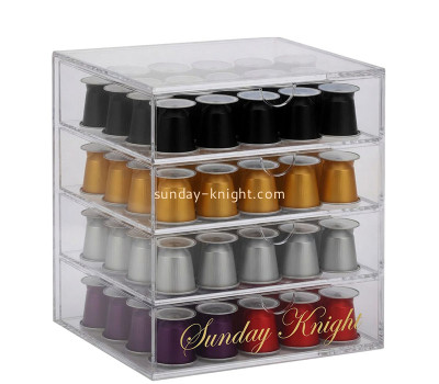 Custom acrylic 4 tiers coffee capsules drawer organizer HCK-296