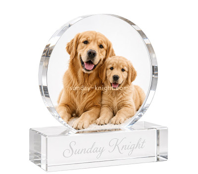 Custom acrylic round photo block with base ABK-327