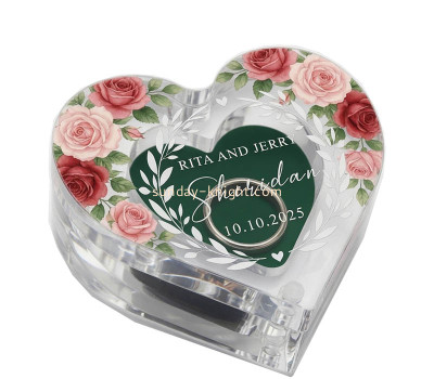 Custom heart shaped acrylic wedding ring gift box DBK-1533