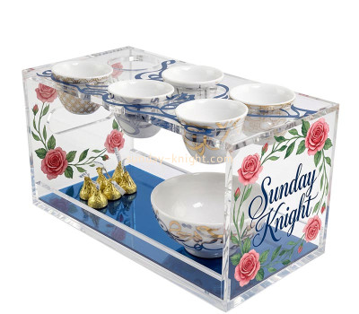 Custom acrylic 2 tiers abstract coffee cup serving tray STK-398