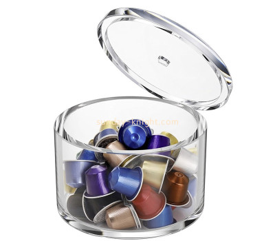 Custom round acrylic coffee pod storage box with lid FSK-313