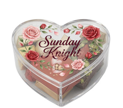 Custom heart shaped acrylic chocolate gift box with lid FSK-314