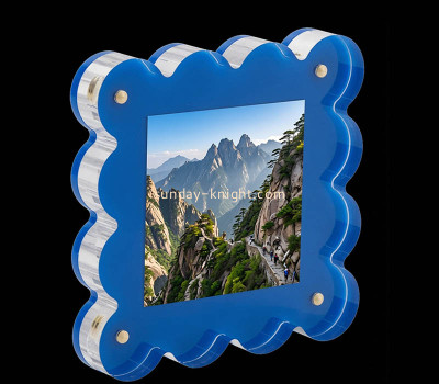 Custom scalloped edge acrylic magnetic photo block frame APK-163