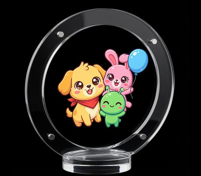 Custom round acrylic photo frame with round block base APK-162