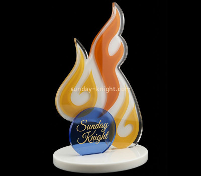 Custom acrylic fire shaped awards trophy with base ATK-170