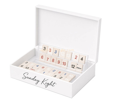 Custom acrylic rummy game set box with dices & easy rulers DBK-1535