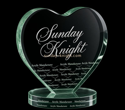 Custom acrylic heart award plaque with round base CAK-445