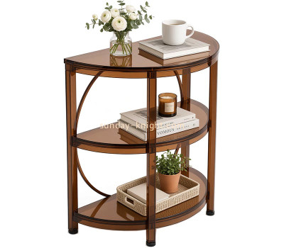 Custom 3-tier half moon acrylic end table with storage shelf AFK-454