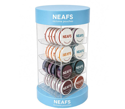 Custom round acrylic NEAFS nicotine pouches display box DBK-1542
