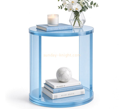 Custom acrylic half moon end table with storage shelf AFK-458