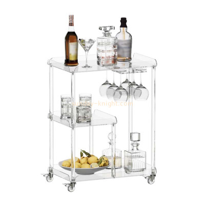 Custom acrylic bar serving cart with glass holder AFK-406