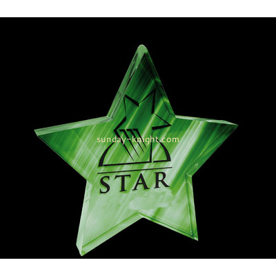 Custom acrylic five points star shaped sign block CAK-421