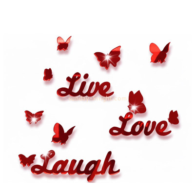 Custom acrylic wall decor love live laugh mirror stickers MAK-181