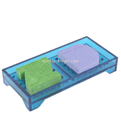 Custom acrylic bathroom slotted soap holder tray HCK-289