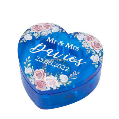 Custom acrylic heart shaped wedding ring box with lid DBK-1526