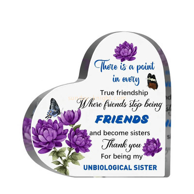 Custom acrylic heart shaped appreciation gift block ABK-323