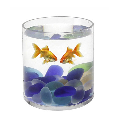 Custom acrylic small cylinder aquarium fish tank FTK-136