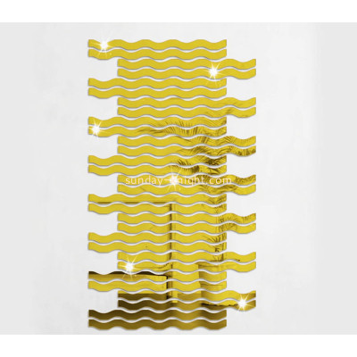 Custom acrylic wall DIY wavy mirror stickers MAK-196