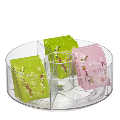 Custom acrylic round rotating tea bag organizer box HCK-295